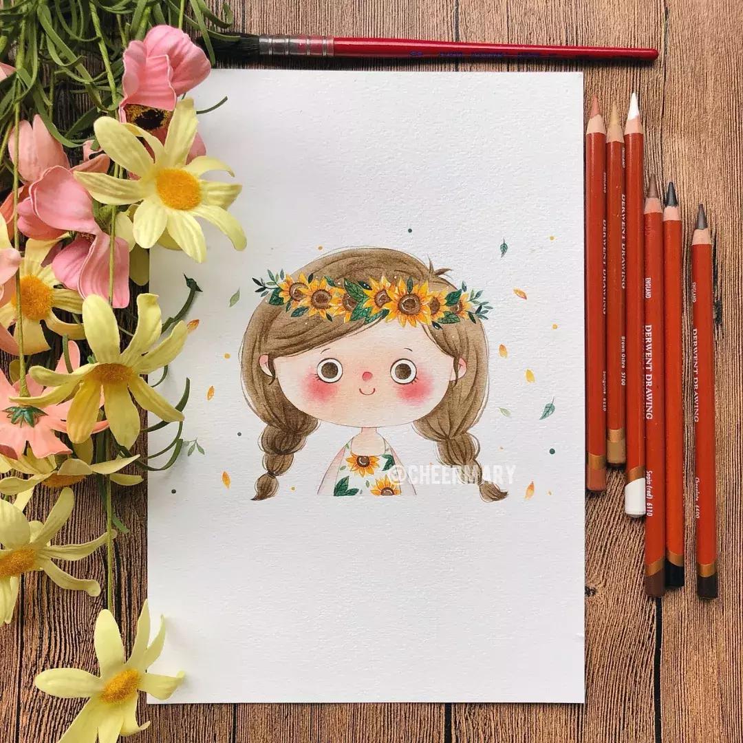 简笔画可爱小人插画,超萌可爱的插画小人