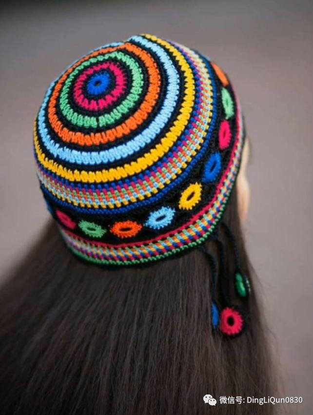 拼色帽子花样钩织教程冰丝线,双色线搭配的帽子钩织教程
