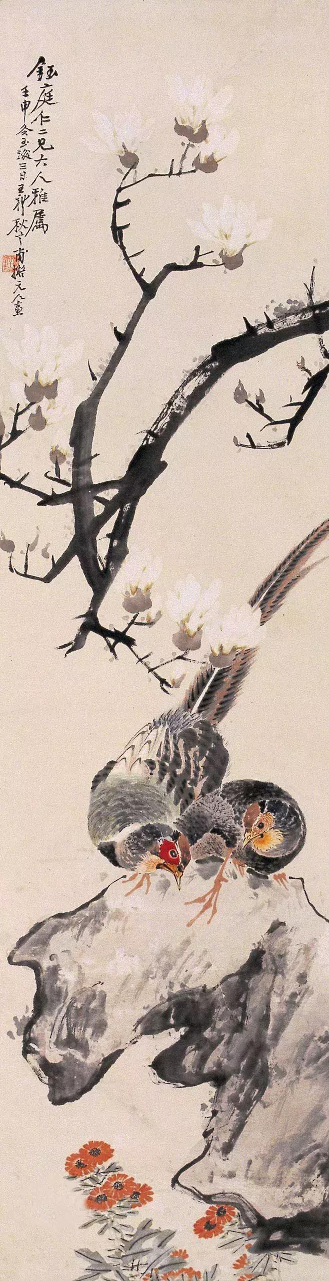 潘天寿100幅花鸟画欣赏,潘天寿花鸟画构图法