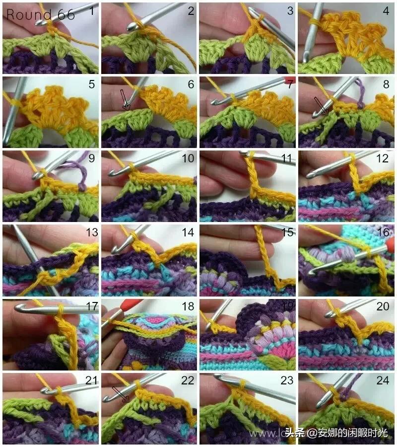 曼陀罗毯子编织教程,苏菲花园曼陀罗毯子钩法高清图解