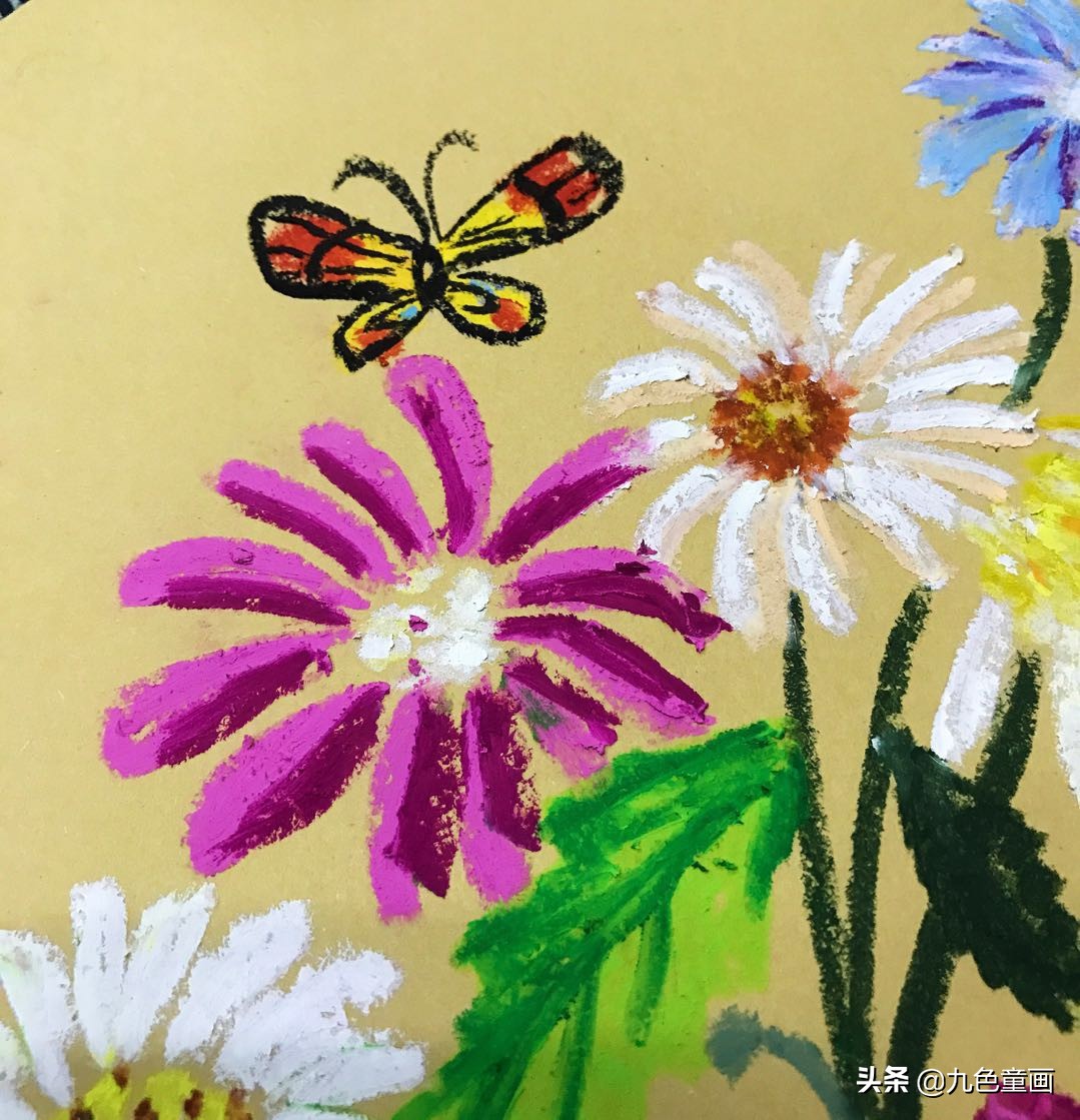 蜡笔油画棒绘画作品,少儿油画棒画法