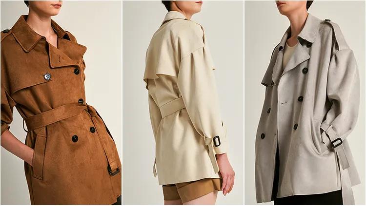 风衣英伦风短款麂皮,英伦经典格子风衣