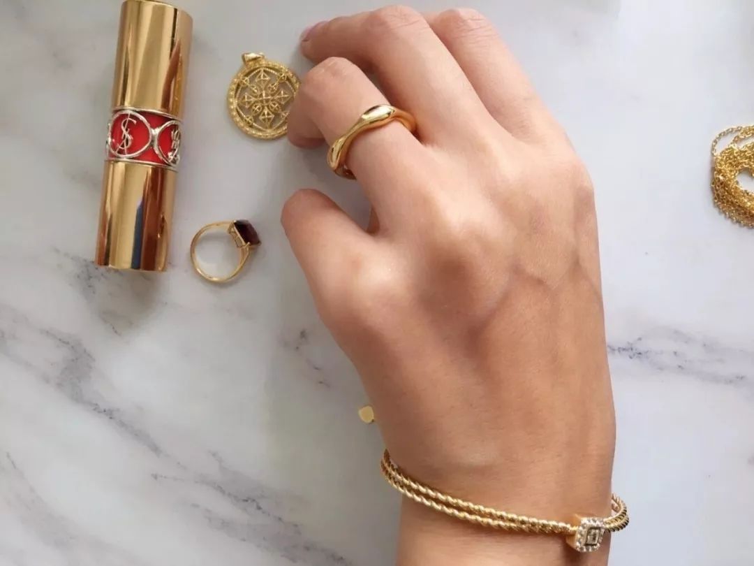 复古金重工项链,复古金项链配纯金吊坠