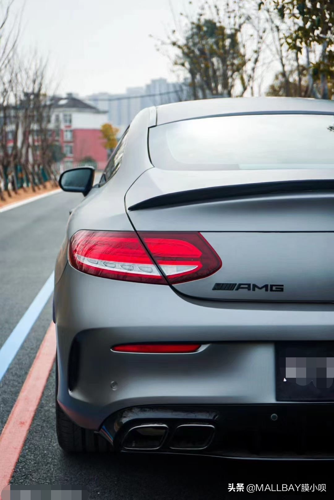 奔驰c63改色前杠教学,21款奔驰c改c63液态灰