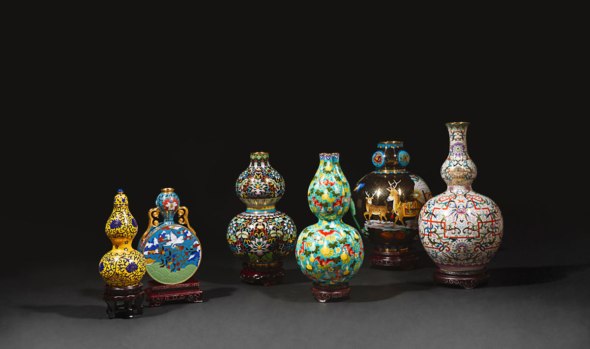 六福珠宝珐琅工艺葫芦,六福景泰蓝