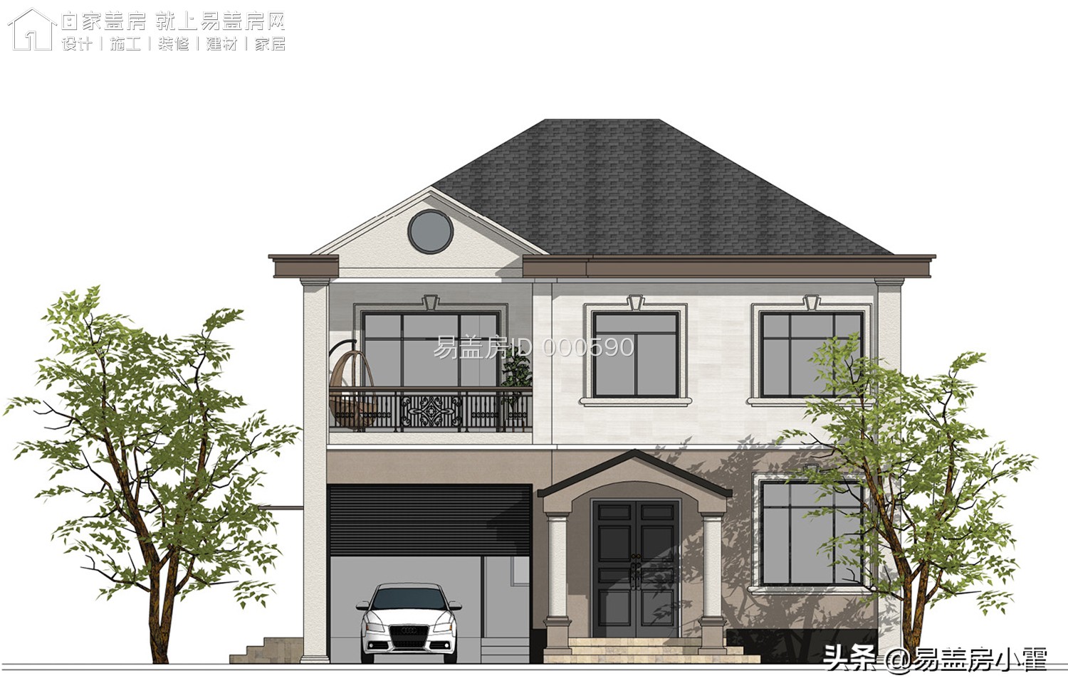 农村自建房2层欧式别墅设计,面宽10米欧式风格二层小别墅