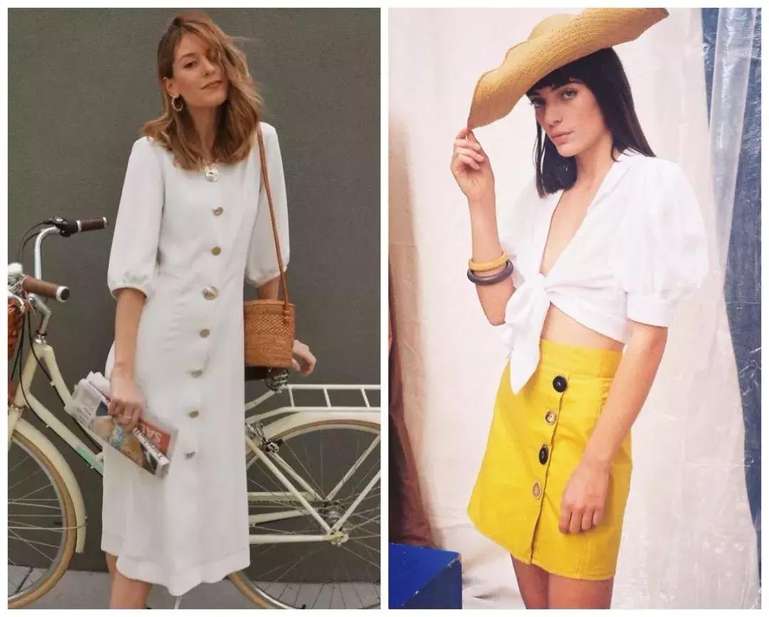 收腰显瘦纽扣,新款高腰多纽扣修身显瘦