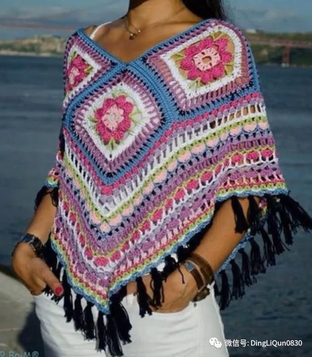 高档蕾丝钩花斗篷披肩防晒衣,针织披肩花样图片大全