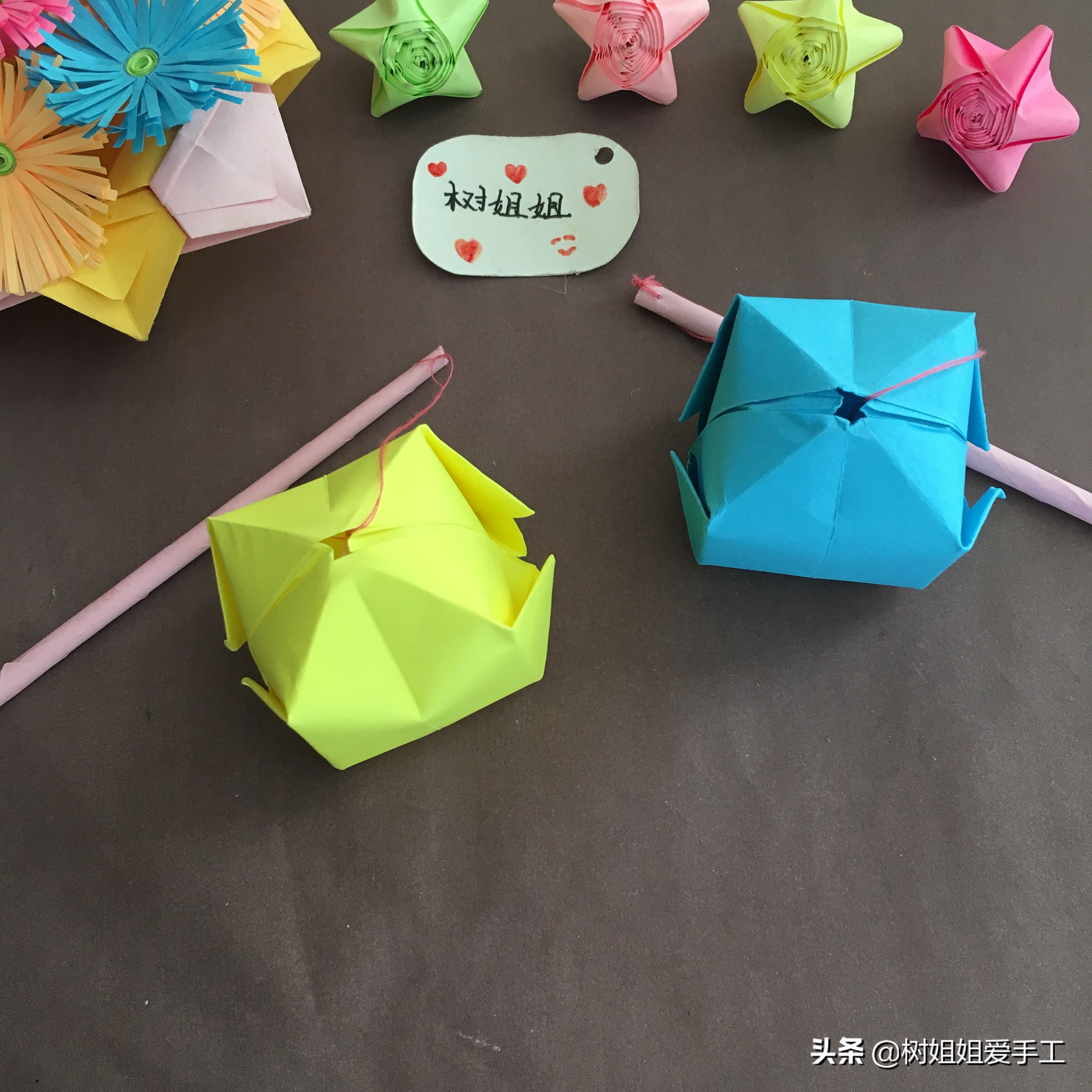 儿童吹气式手提灯笼折纸视频,小孩子玩的折纸吹气灯笼