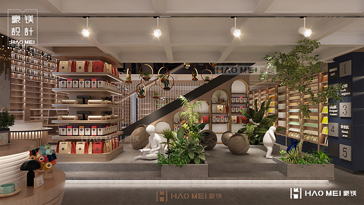 设计现代风格书店,工业风书店装修