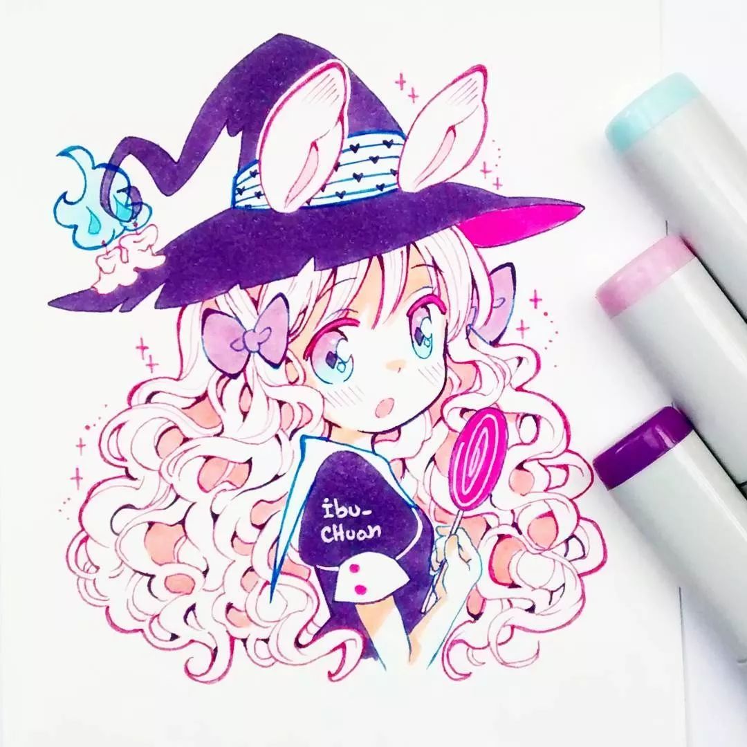 马克笔上色教程动漫人物q版30色,学马克笔画动漫免费教程