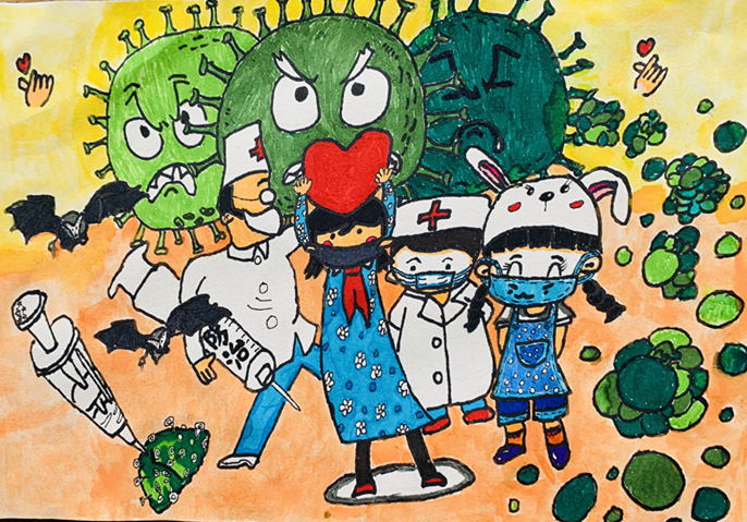 疫情防控优秀少儿美术创意作品展,以笔为剑抗击疫情