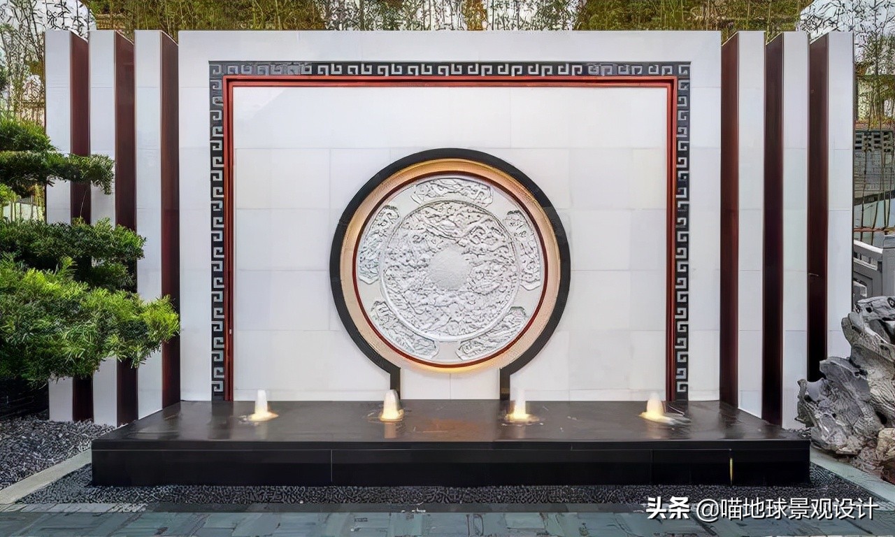 景墙圆形造型价格,简洁欧式庭院景观墙设计