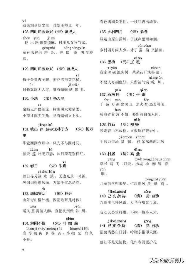 小学语文必背古诗词75首,小学生必背75首古诗词专项训练