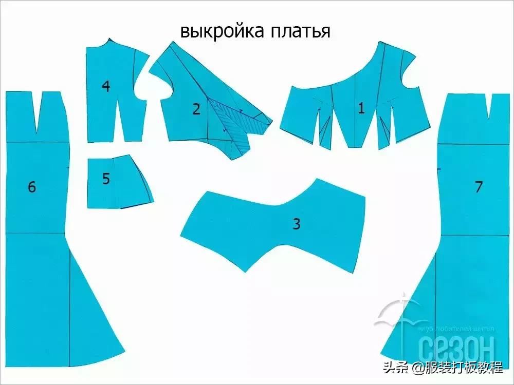 连衣裙的裁剪纸样,碎花公主连衣裙的裁剪方法及图样