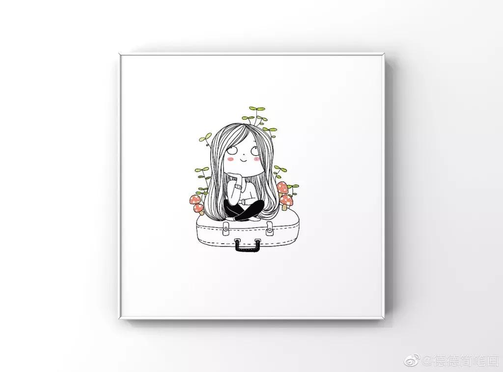 简单清新花卉的简笔画图片大全,唐老鸭简笔画可爱清新小女孩