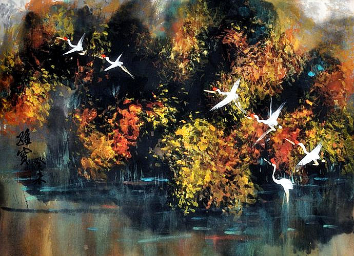 古香古色山水画,岭南风景国画