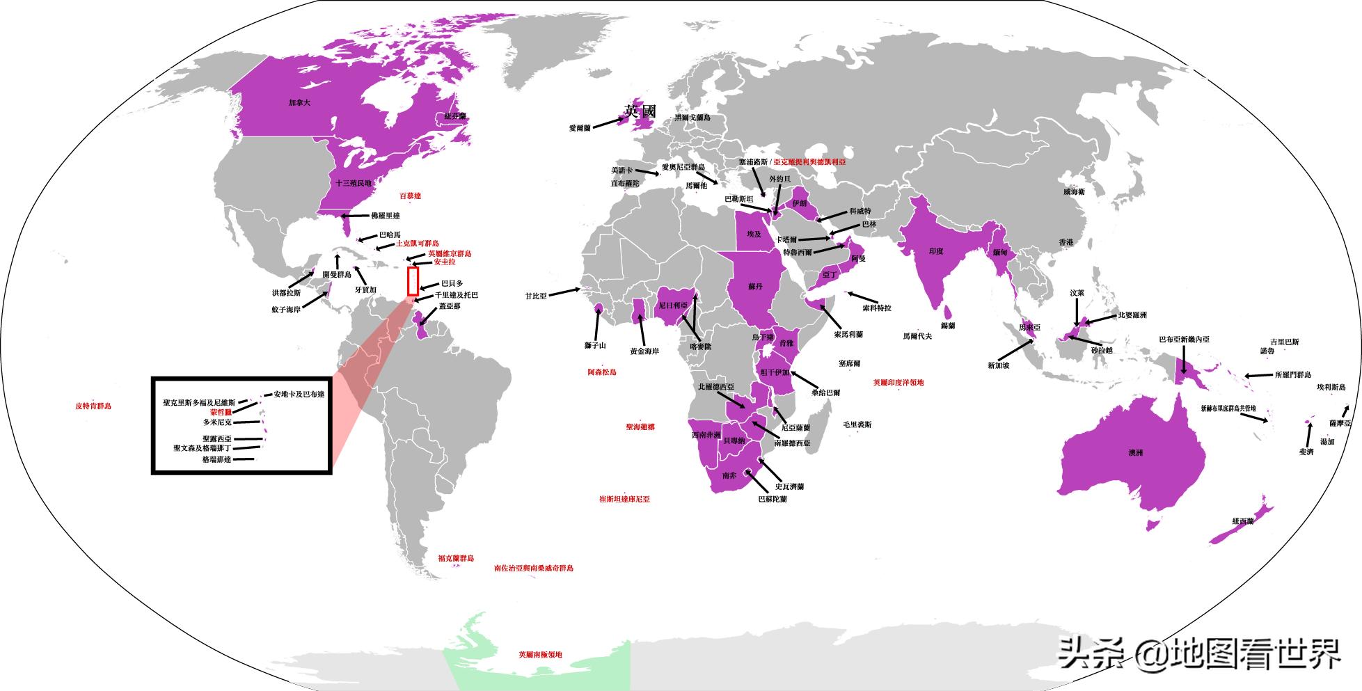 维多利亚女王统治下的大英帝国,大英帝国和西班牙帝国版图对比