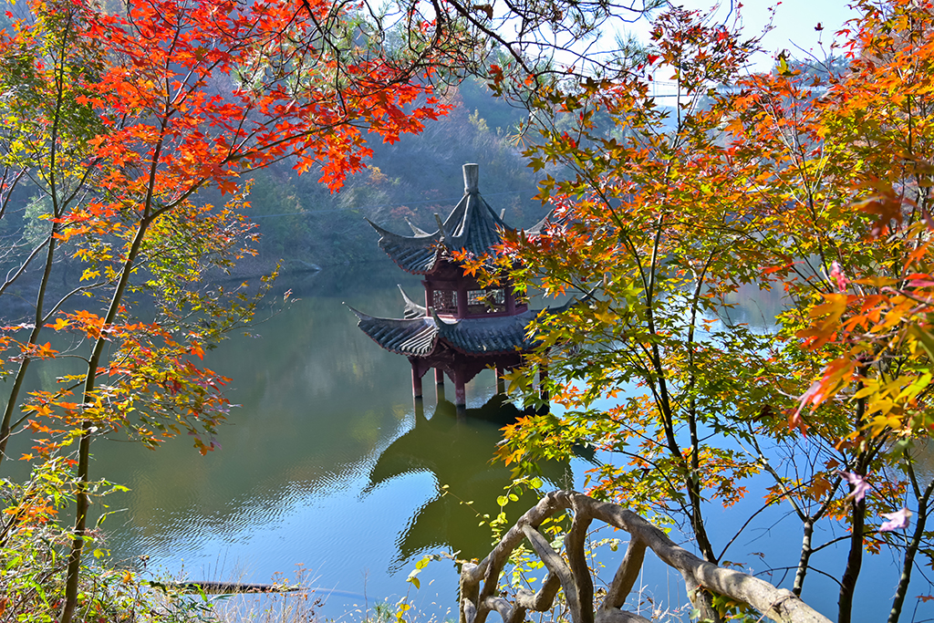 清凉寨美景,世界著名金秋山水风景油画