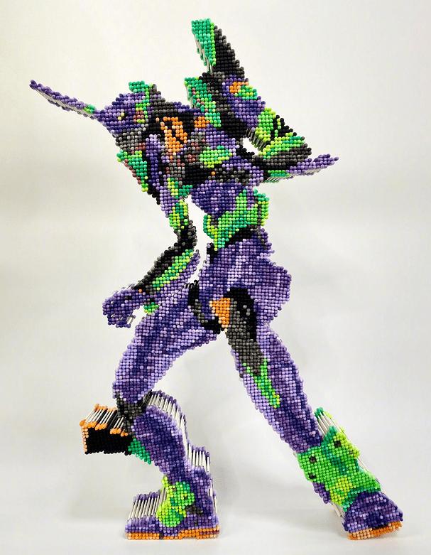 日本网友用棉花棒拼动漫角色模型，网友：切开一半能卖两份