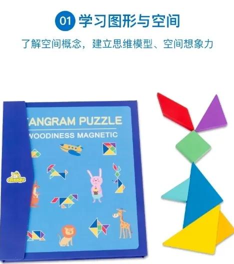 「免费赠送教具」3-7岁儿童全脑开发：16节七巧板趣味课程