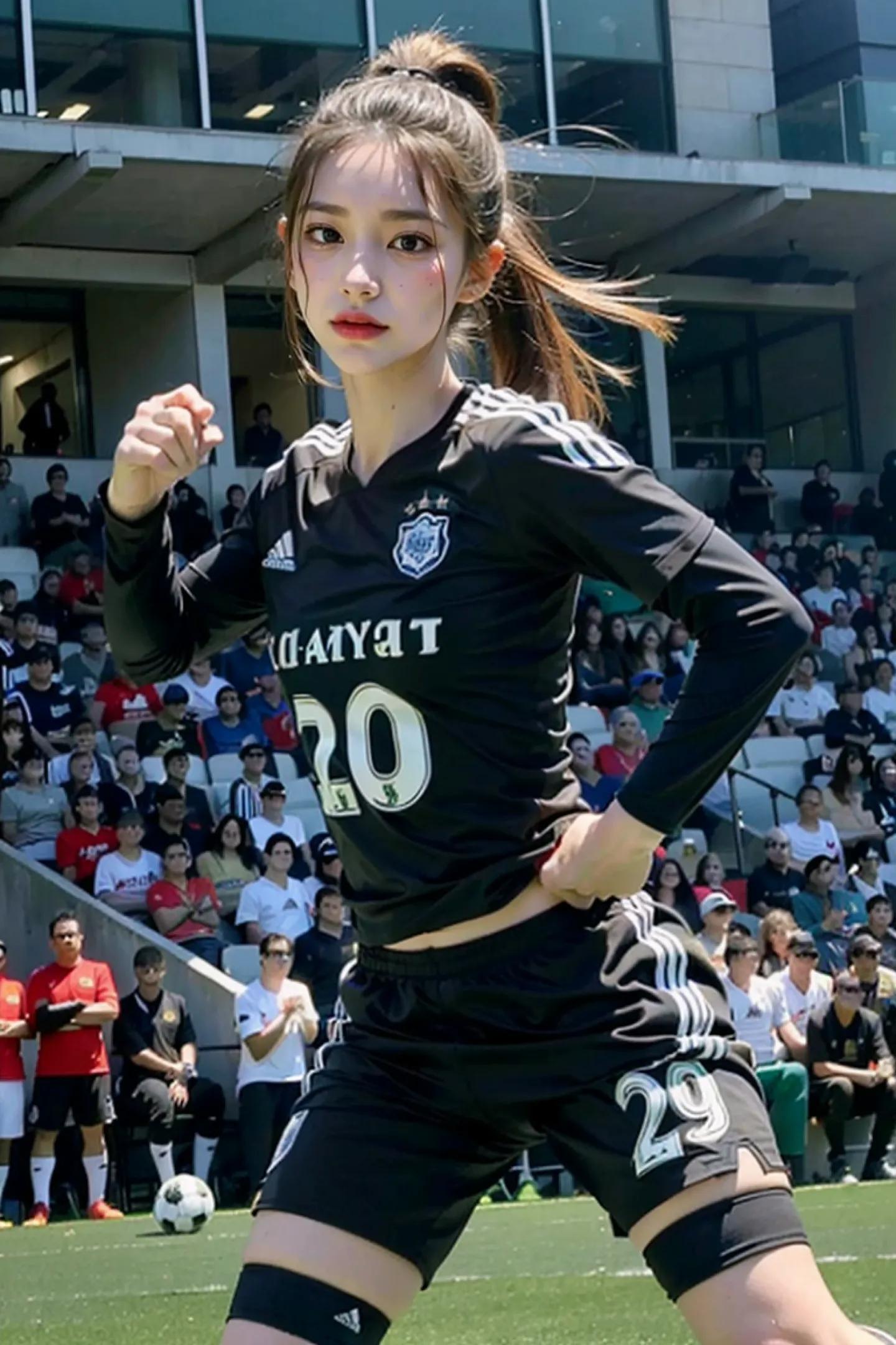 足球场上惊艳的女孩,足球场上的漂亮女孩