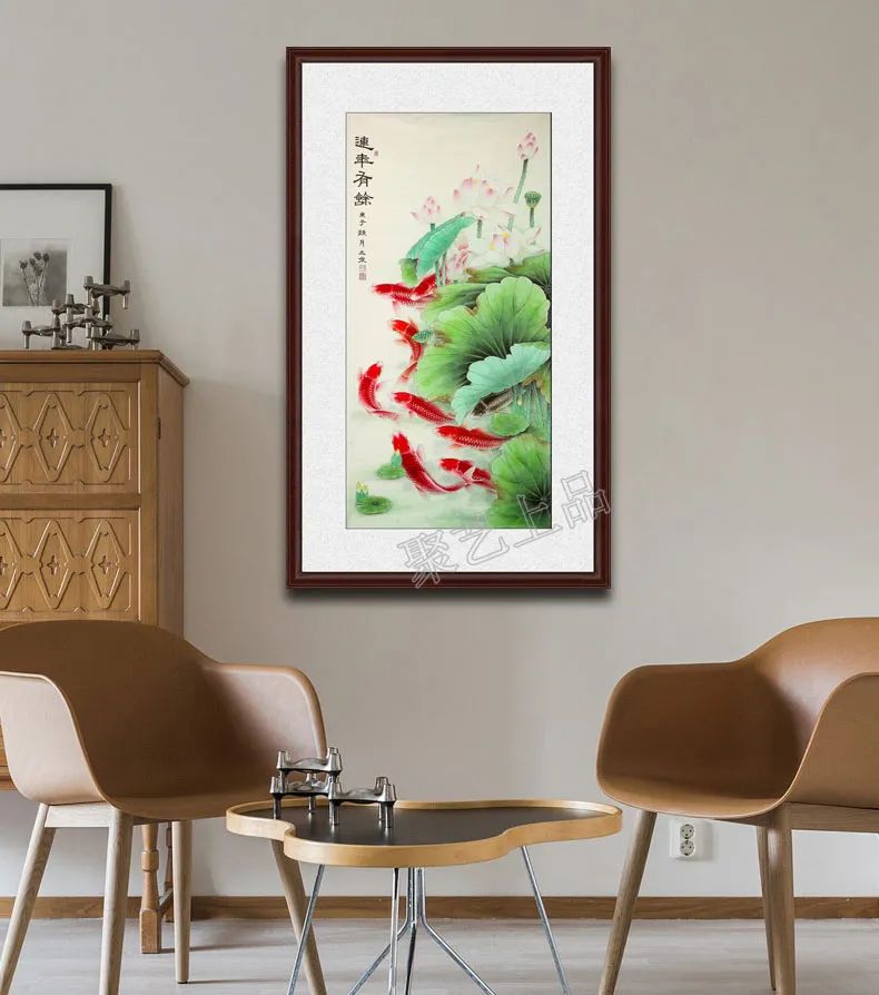 好运连连壁纸荷花国画,国画花鸟竖幅荷花寓意