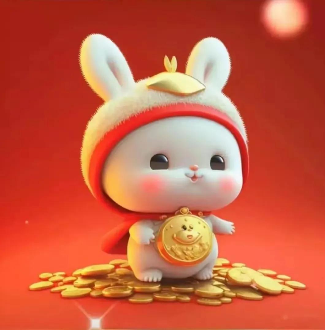 2024新年萌兔头像唯美卡通,兔兔好运头像卡通可爱