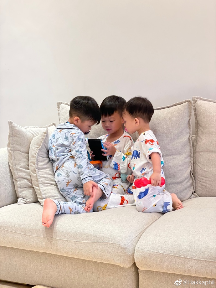 胡杏儿首晒三个儿子对比照,胡杏儿全家福3个儿子