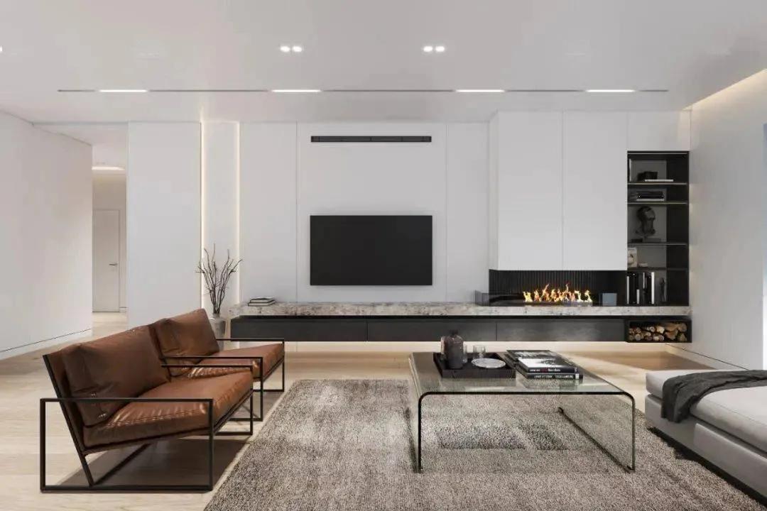 石膏线电视背景墙尺寸3.1米效果图,轻奢风装修2022新款电视背景墙纸