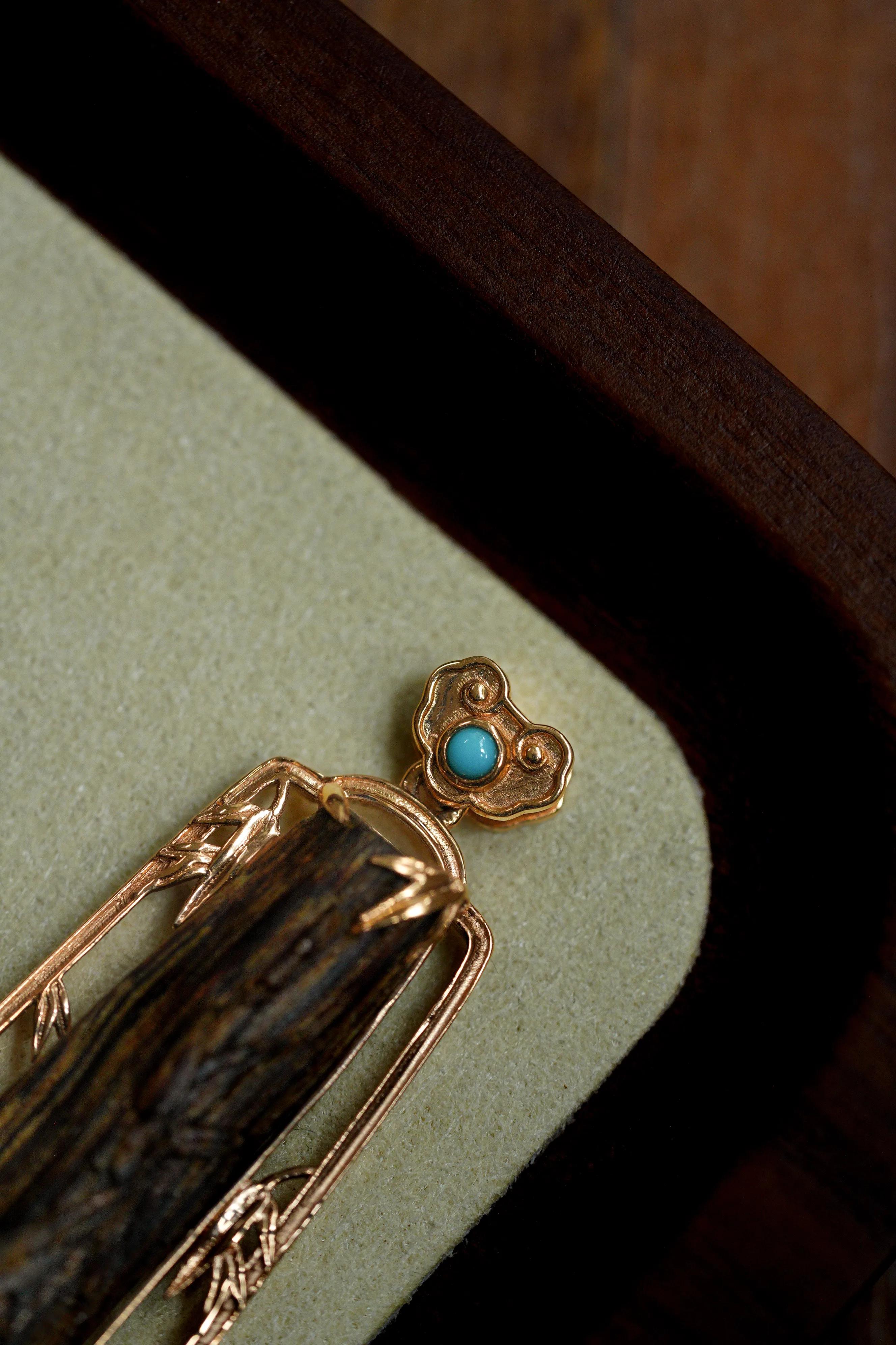 越南芽庄奇楠心经沉水沉香吊坠,竹报平安节节高木吊坠