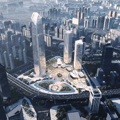 赣州新地标赣州之星,赣州赣江之星双子塔建筑工地