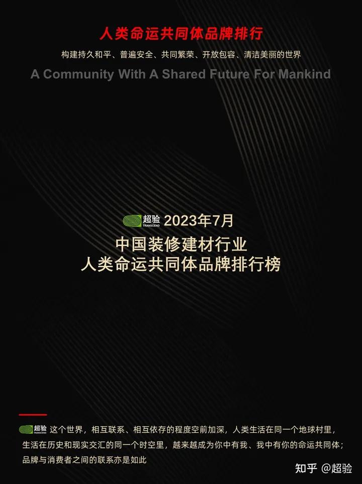 超验：2023年7月中国装修建材行业人类命运共同体品牌排行榜