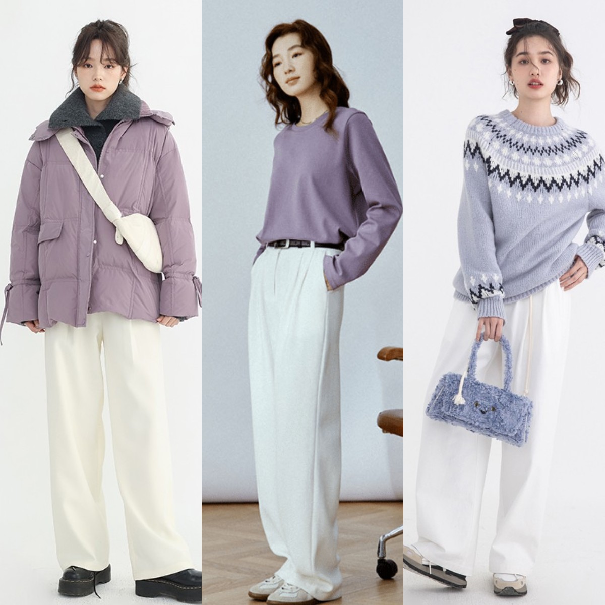 冬天白色裤子配什么颜色上衣好看,冬天穿的白色阔腿长裤配什么大衣