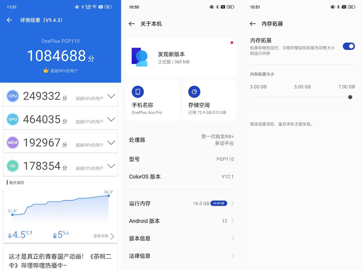 一加acepro16g运存,16g的一加ace2pro可以跑多少分
