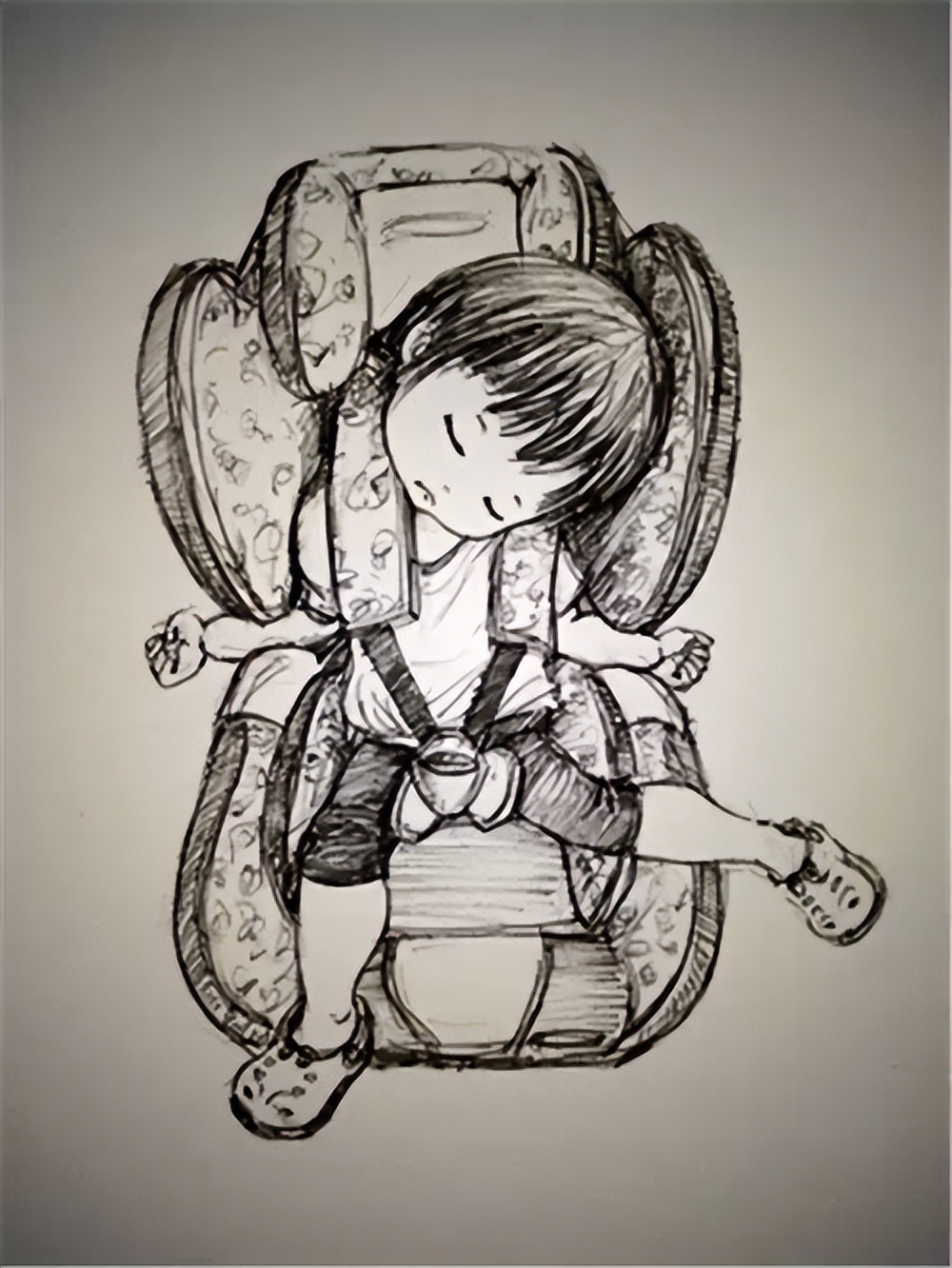 【治愈系】爸比把她睡觉的样子全画出来了......