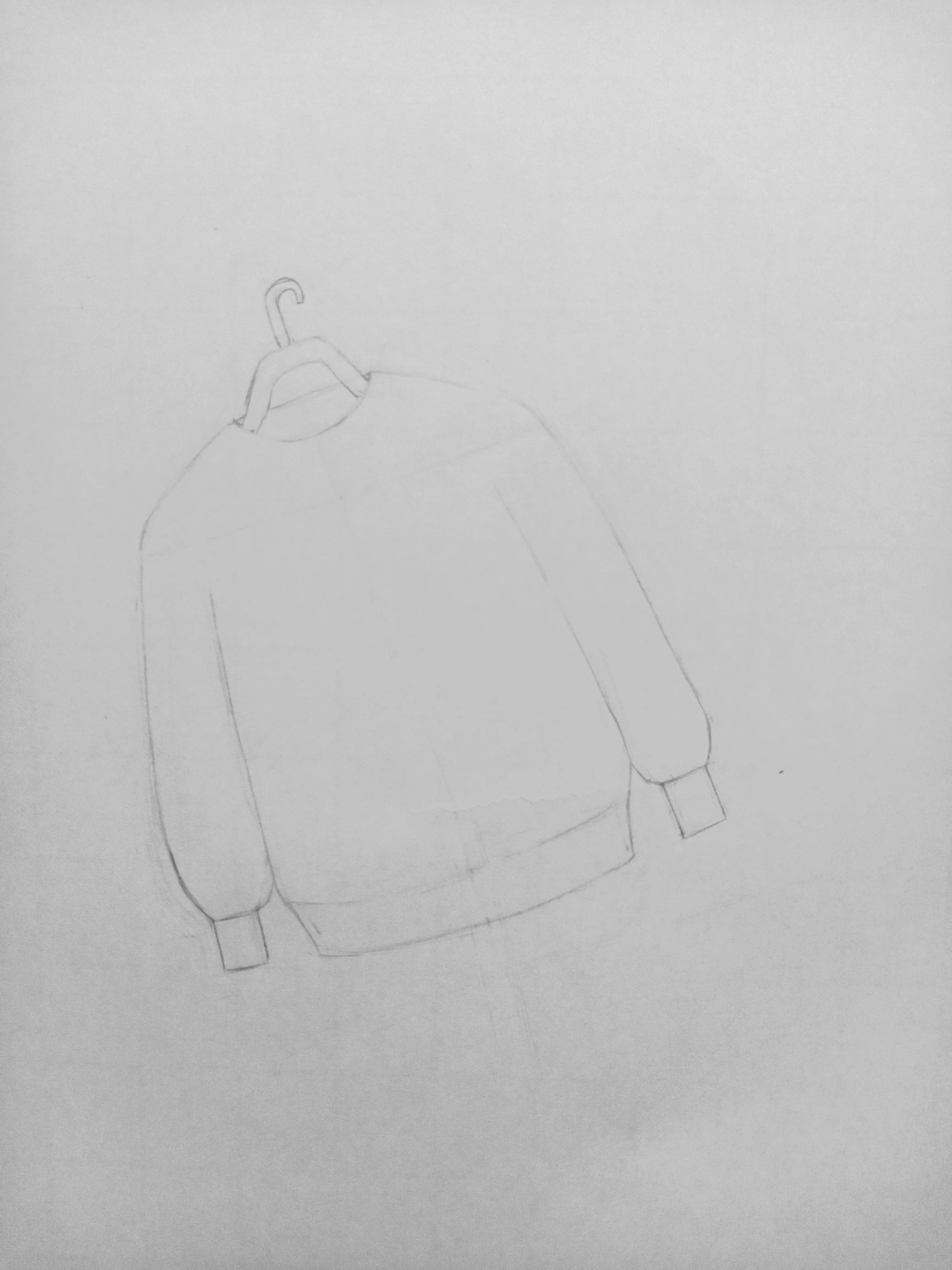 画毛衣线描画,女生红色毛衣线稿绘画教程