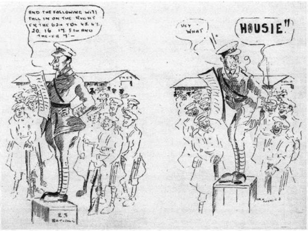 论统治卡通讽刺作为战壕文化叙事，如何描述士兵的抱怨和忍耐？