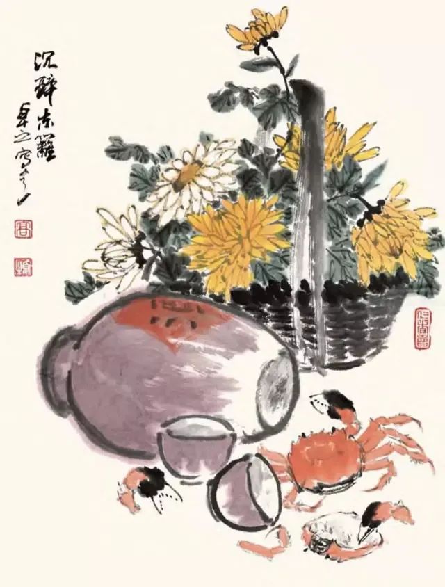 詹仁左写意菊花画法,陈半丁菊花写意画法