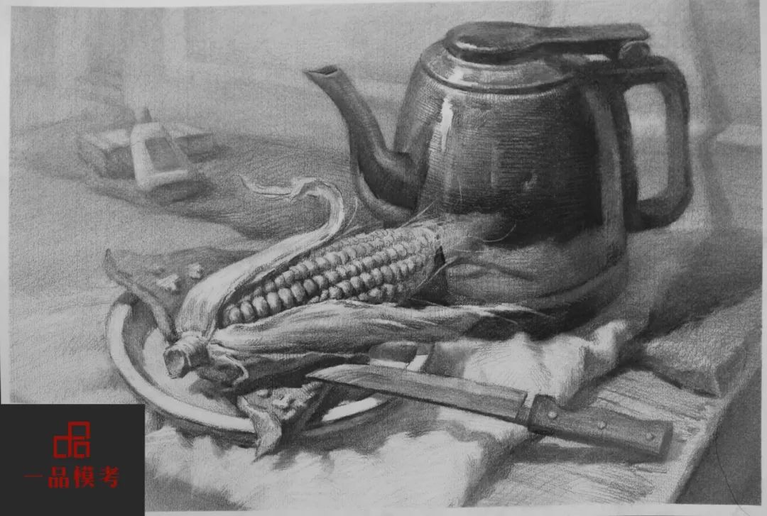 万人联考一模2024素描高分,一模静物素描高分卷