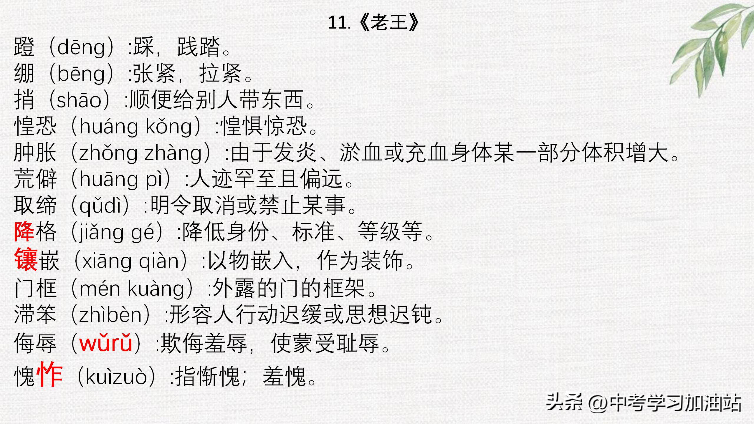 七年级期末语文必考知识点大全,七年级语文上期末考试必考知识点