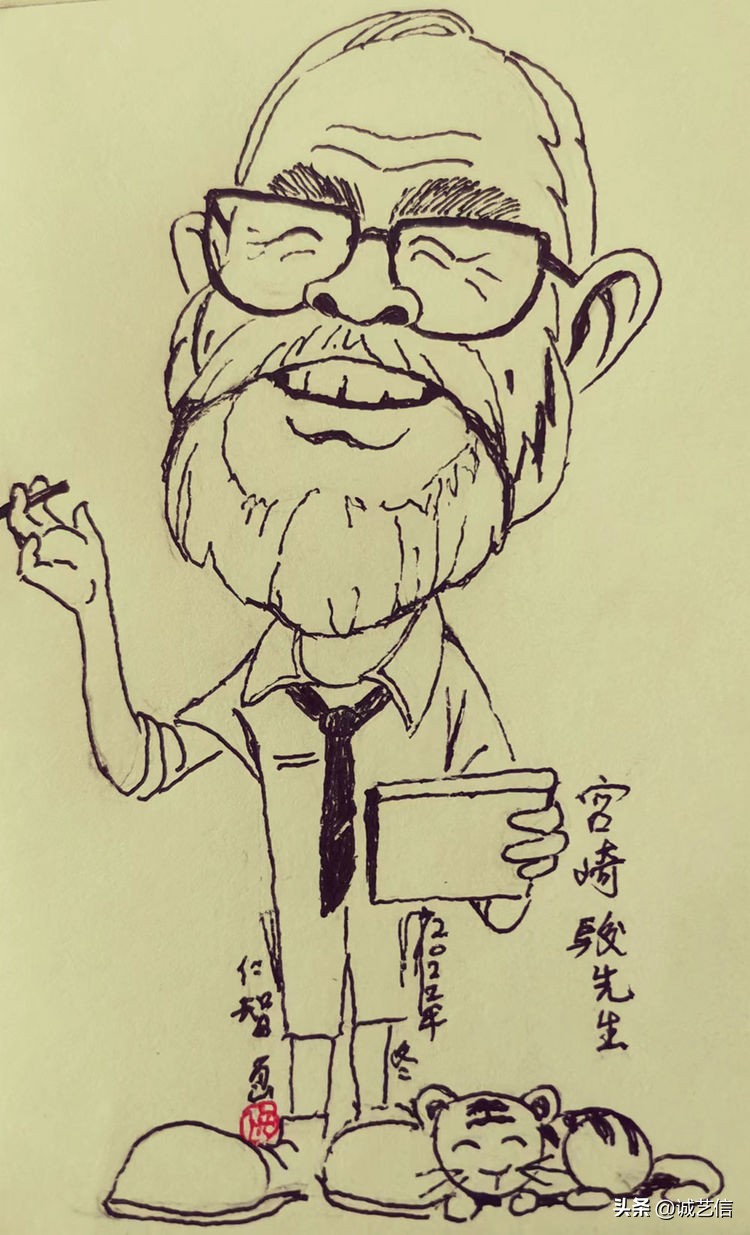 动画大师宫崎骏肖像漫画