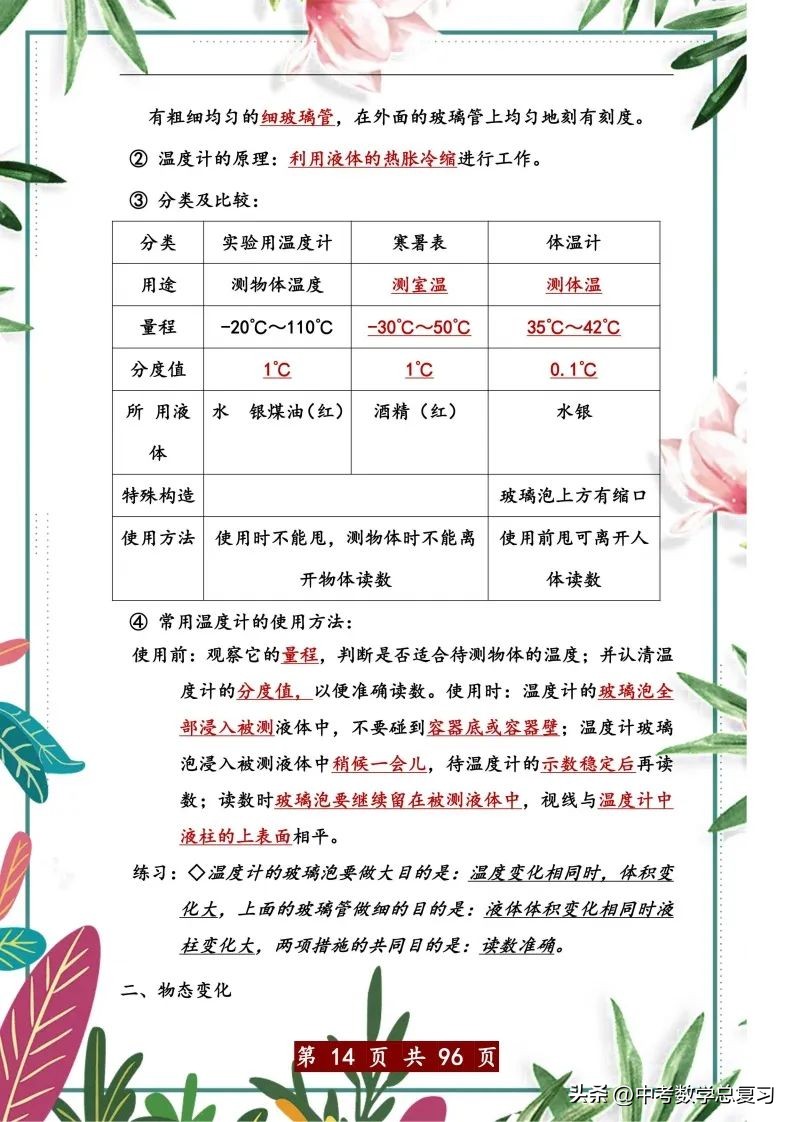 中考物理总复习：八九年级知识点归纳总结（直接打印），请收藏