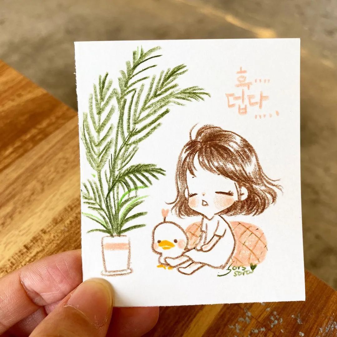 彩铅绘画7-15岁简笔画可爱又简单,可爱彩铅简笔画简单的少女