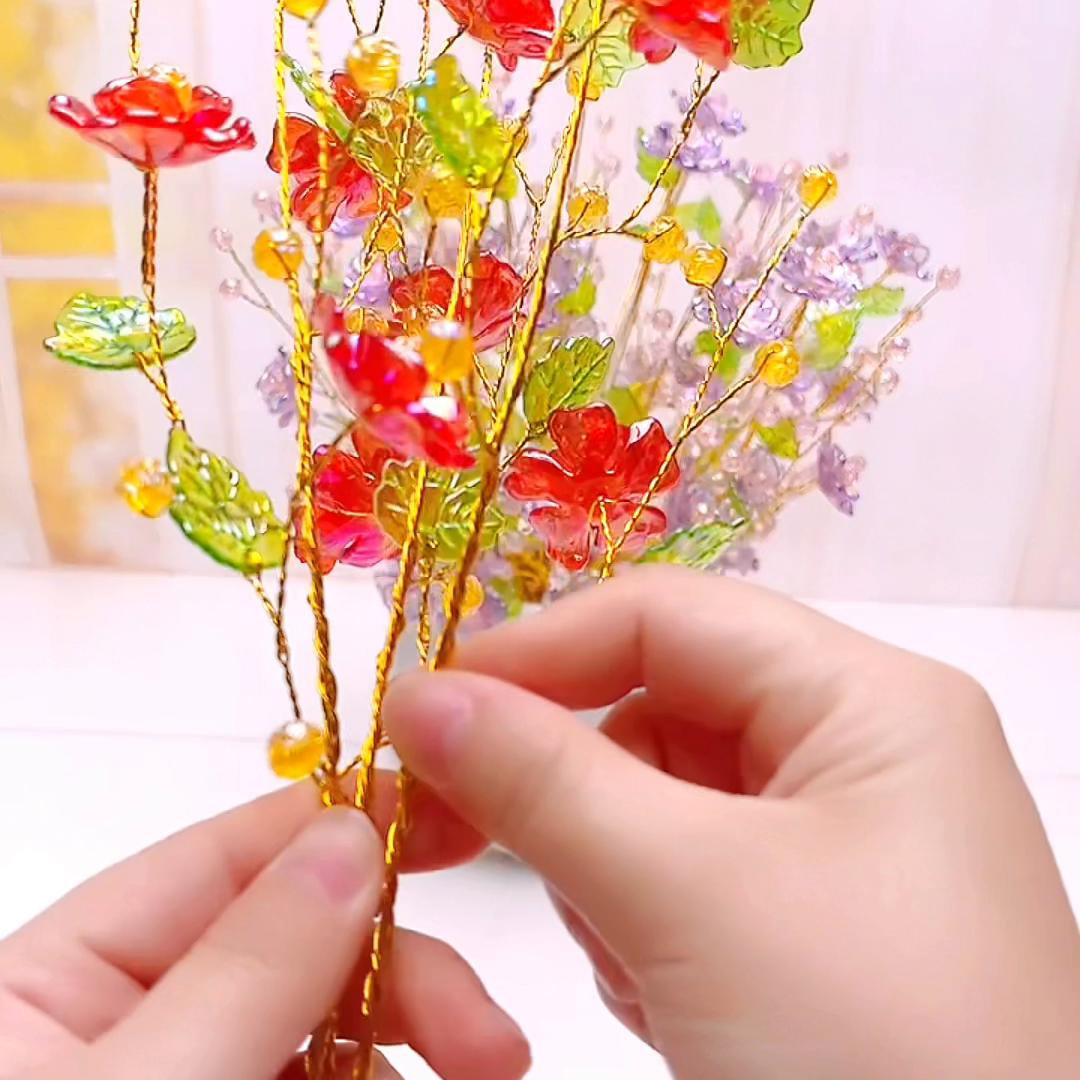 水晶玫瑰花教程视频,水晶玫瑰花教程单支