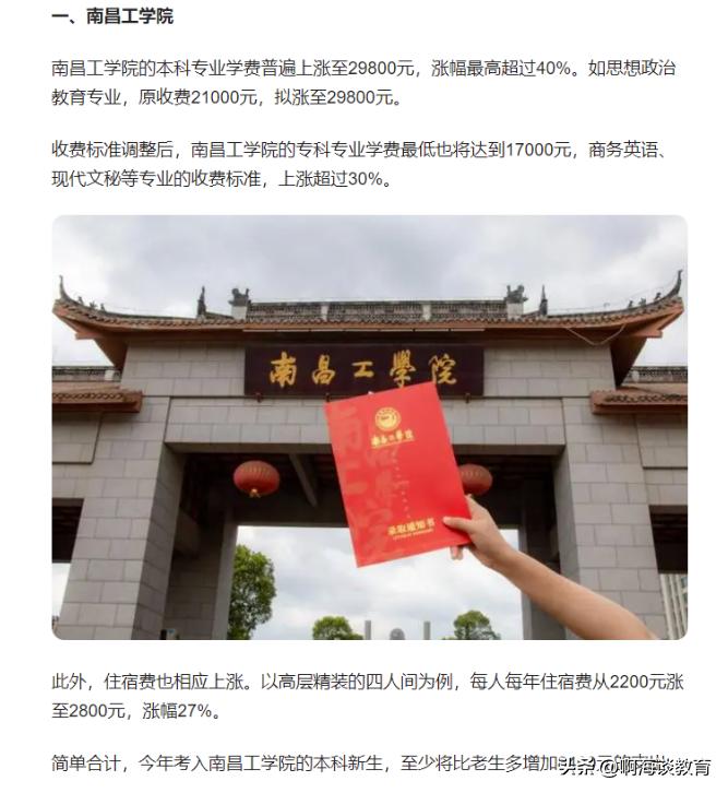 江西民办高校学费,江西民办大学涨学费