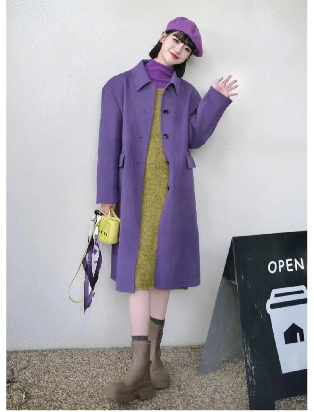 白色大衣里面搭配什么颜色显高级,17-20岁女气质大衣