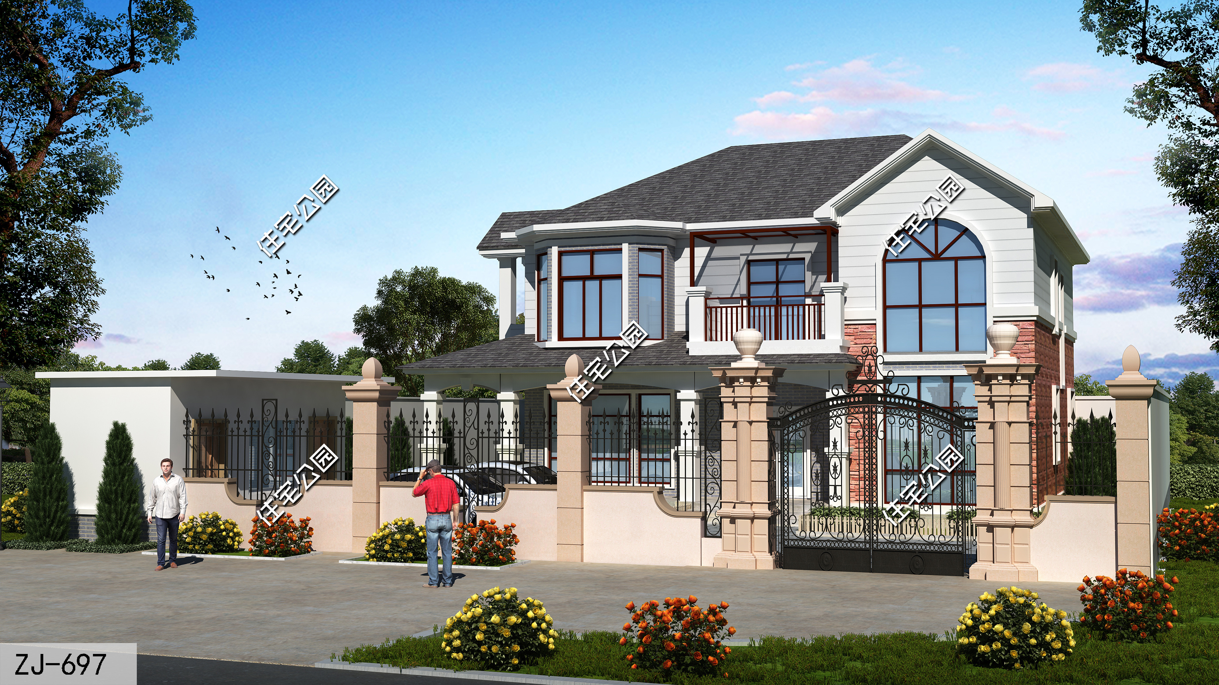 农村简单大气的二层别墅户型,11.5米x11米二层半现代别墅平面图