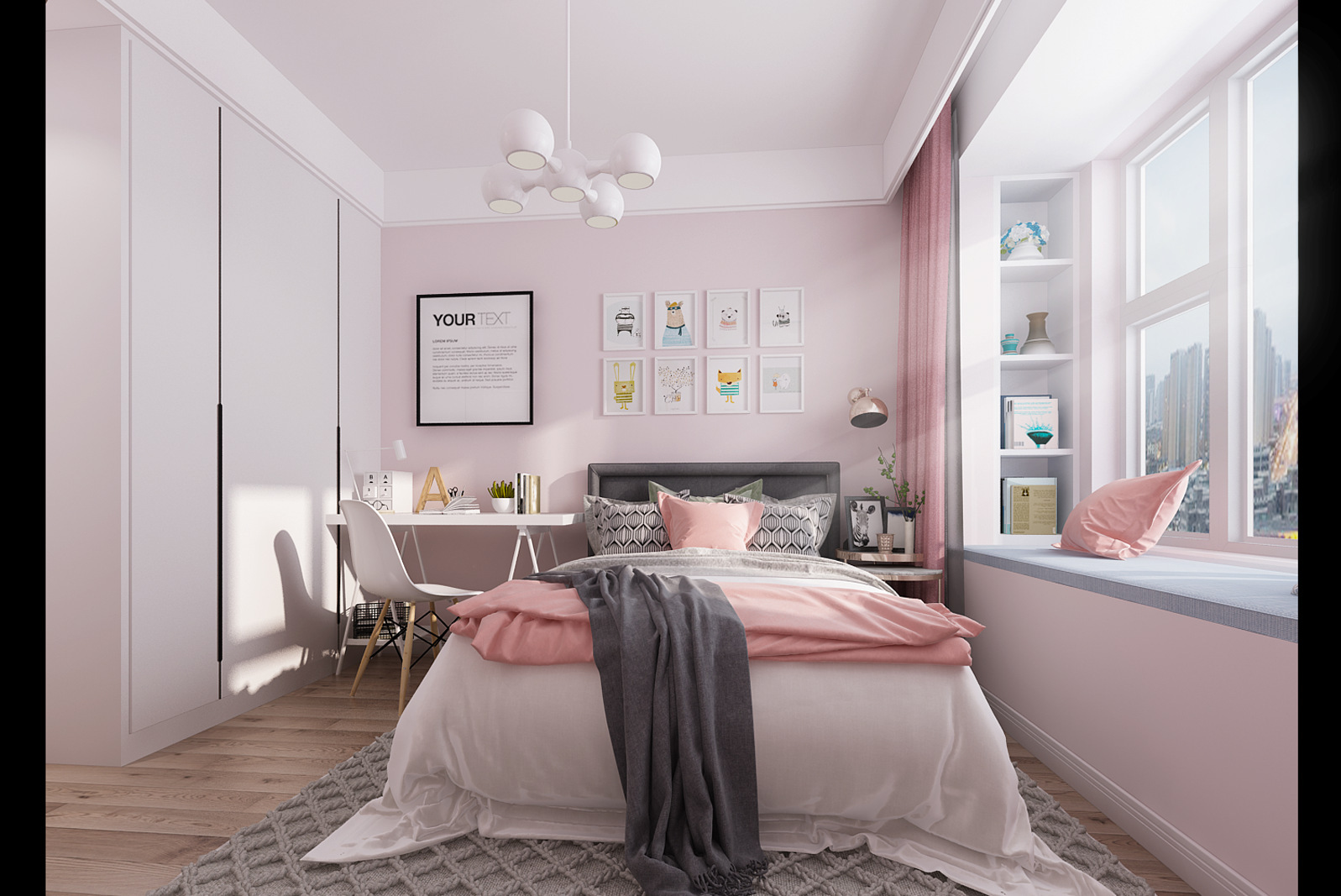 灰色系简约全屋搭配效果图,灰色系简约风格两室一厅装修