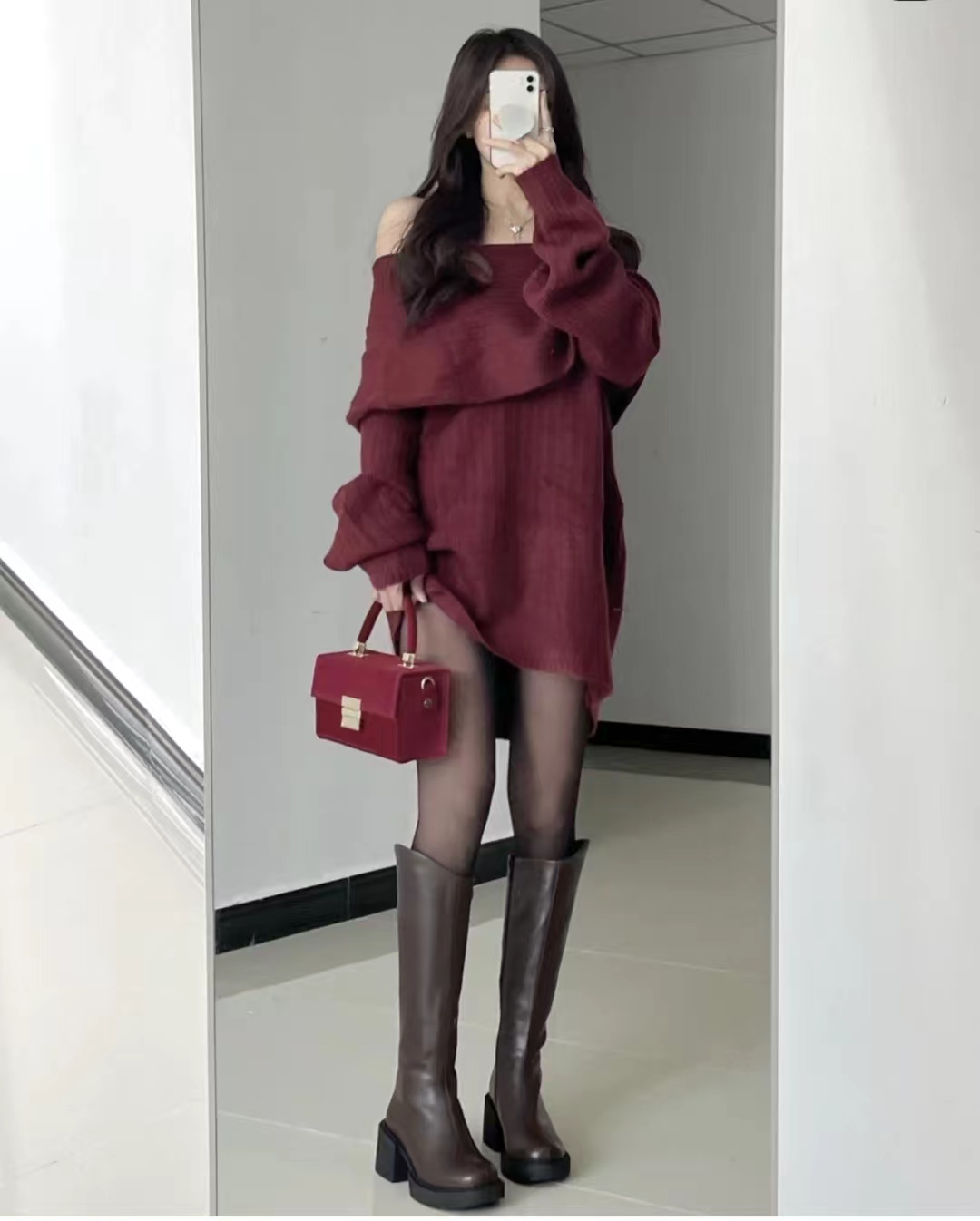 好穿又好搭时尚长筒宽靴,棕色长筒靴子女2022爆款洋气气质